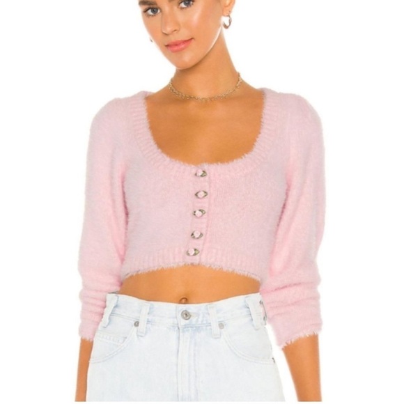 FOR LOVE AND LEMONS ANASTASIA CARDIGAN PINK - Picture 1 of 9